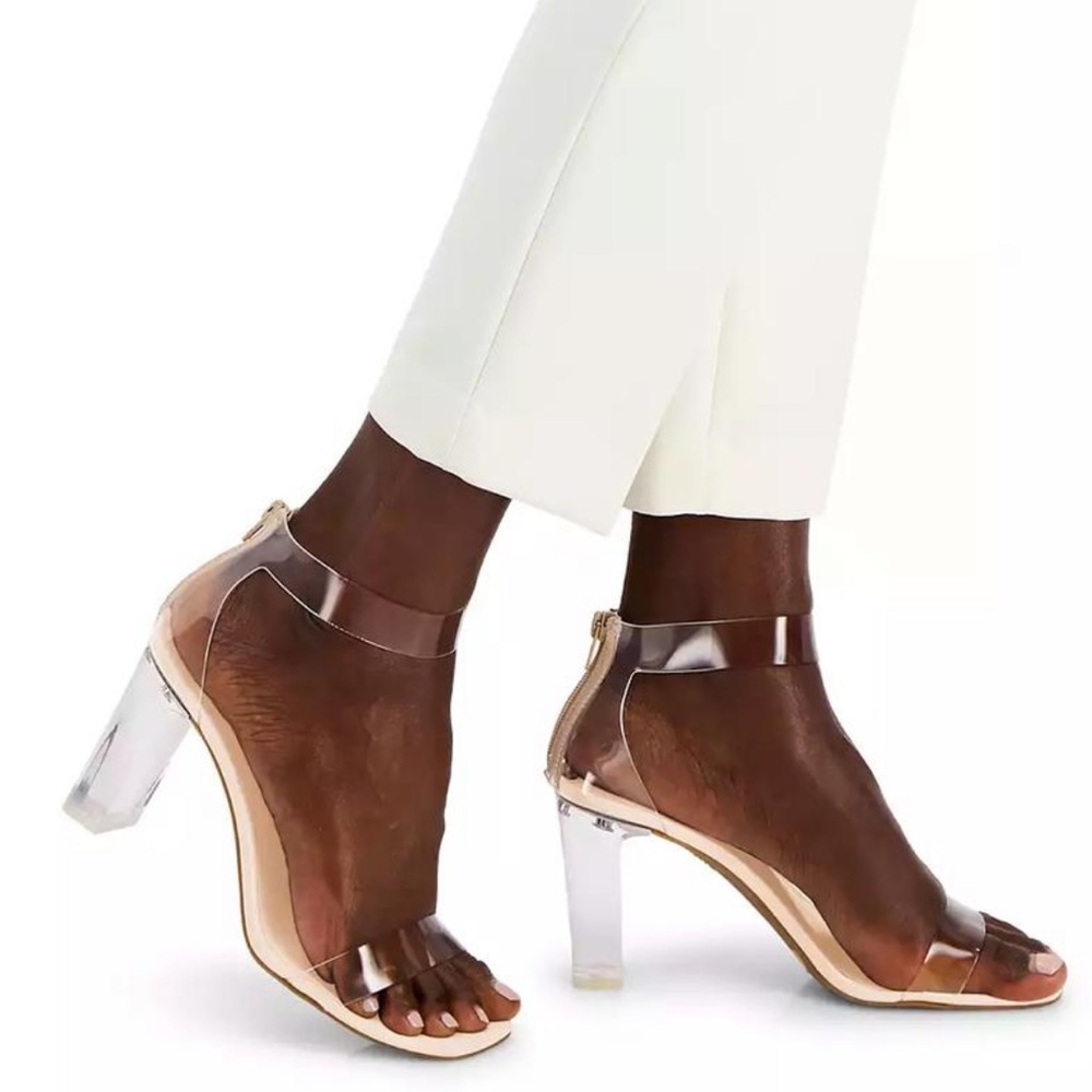 INC International Concepts Clear Vinyl Block Heel Sandal -Makenna Size 7M EUC - Picture 4 of 10